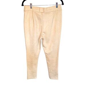 New Paparazzi Beige Stretch Faux Suede Leggings Herringbone Pant Office City M